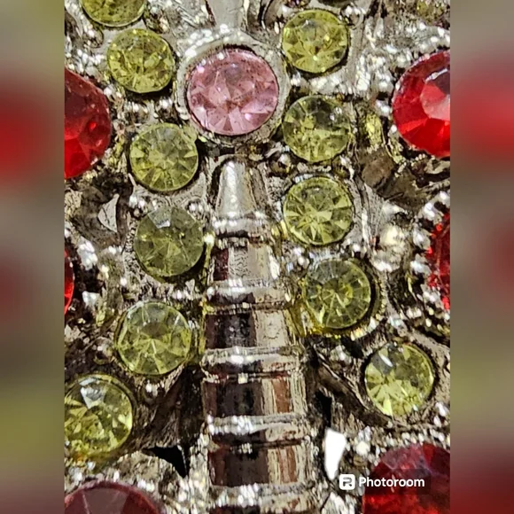 Vintage Multicolored Rhinestone Butterfly Belt Buckle. Silver tone. - Picture 5 of 6